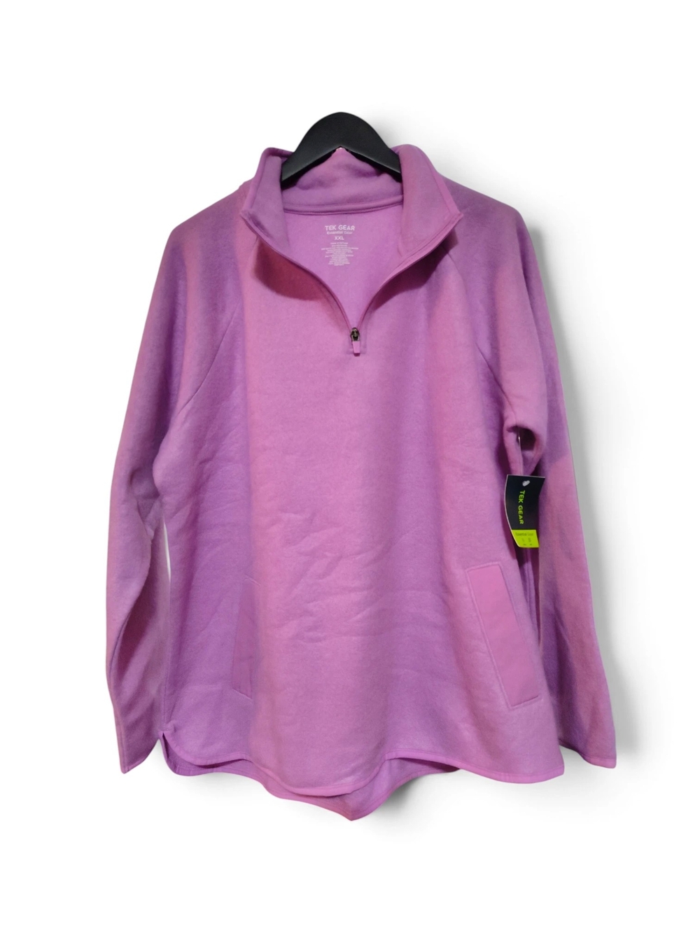 🆕 Tek Gear Essential Fleece Pullover Ultra-soft Quarter Zip Purple Pink XXL Nwt - Picture 2 of 10
